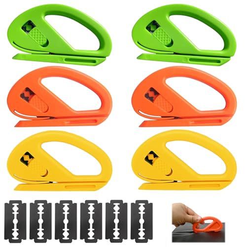 HAYGEM 6 Pièces Coupe Papier en PVC, Coupe Papier Cadeau avec Lame Tranchante, Mini Cutter Coulissant, Convient pour Couper le Papier, les Films, les Tissus non Tissés et D'autres Produits