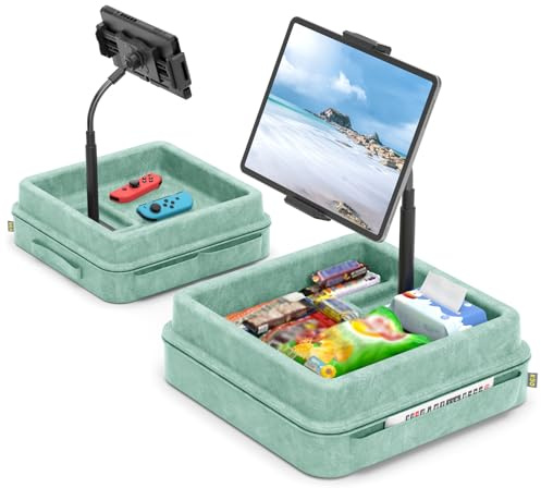 KDD Coussin Support Tablette - Porte Tablette pour IPad Ajustable à 360° pour Genoux, Lit, Bureau - Support Tablette Souple avec Plateau et Pochette Compatible avec IPad Pro 12.9, Air Mini, Vert