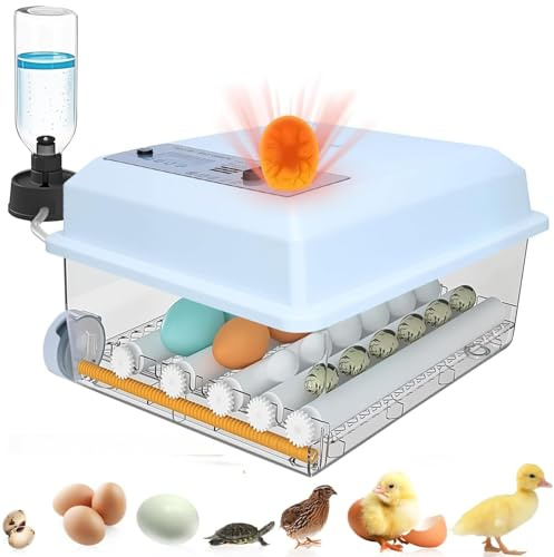 Incubators for Hatching Eggs 16 Egg Automatic Egg Incubator with Temperature Control Humidity Control and Display for Goose Chicken Duck Quail Pigeon Eggs Auto Turner,Light Blue