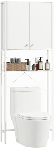HOMCOM Mobile Bagno Sopra WC con Armadietto 64x20x180 cm Bianco