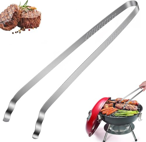 SelfTek Pinzas para barbacoa de acero inoxidable largas - 40 cm, pinza para barbacoa BBQ para parrillas eléctricas, de carbón o de gas, como pinza para carne, embutidos, bistec, aptas para