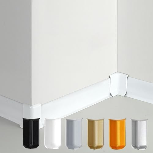 Vägggolvlist hörntrimningsblock för 5 4 cm höga golvpaneler, 6 delar set med 3 inre och 3 yttre kontakter för hörntäckning (S silver)