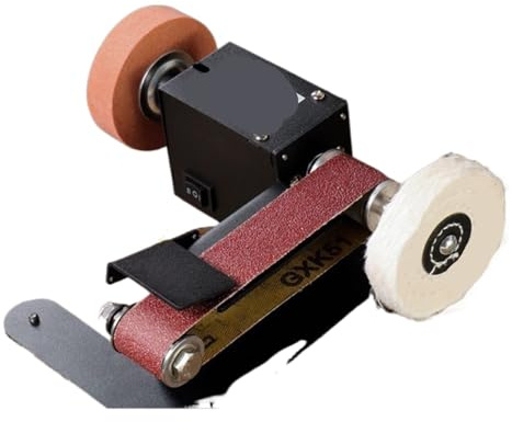 Ponceuse a bande, Aiguiseur De Couteaux Ménager, Petite Machine À Bande Abrasive, Mini Polir Électrique, Affûtage, Meulage Papier Verre Bureau(250)