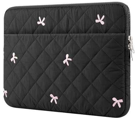 BAAGOAZ Funda para Portátil/MacBook 11-12 Pulgadas, Bolsillo Frontal, Negro | Acolchada con Lazos Bordados, Bolsa para Ordenador Portátil, Chromebook y Surface Laptop 12,5/11,6, MacBook Neo/iPad 13