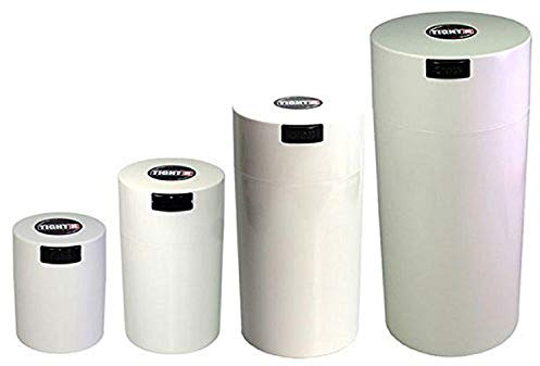 Tightvac kapslad uppsättning av 4 vakuumförseglade förvaringsbehållare, 4 storlekar: 640 g, 340 g, 170 g, 85 g, vit keps/vit kropp