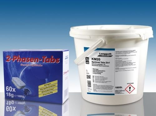 Geschirrspültabs 2in1, 60 Stück pH-Wert 10, Reiniger und Klarspüler