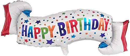 DIWULI Geburtstags Luftballon Happy Birthday Banner, Folien-Luftballon mit Sternen und Konfetti, Bunter Folien-Ballon für Geburtstag, Mädchen Junge Kindergeburtstag Party, Dekoration, Geschenk-Deko