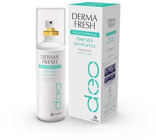 Dermafresh Senza Profumo, Deodorante Spray, Pelle Normale, No Gas, 100 ml