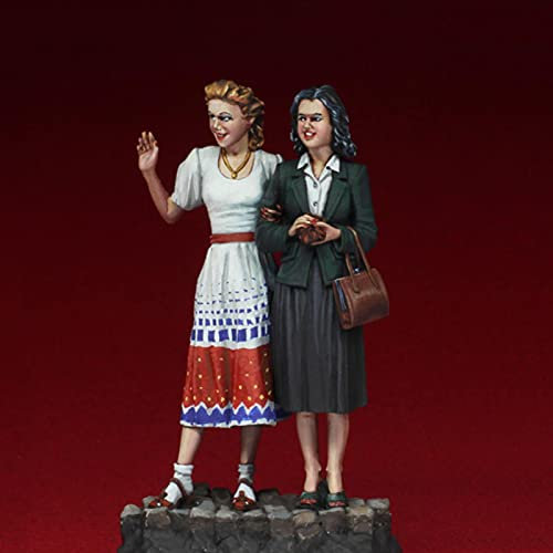 Risjc 1:35 Europäisches ziviles Resin Soldatenmodell des Zweiten Weltkriegs (2 Personen) unbemalt und unmontiert Miniaturmodellbausatz/R04741