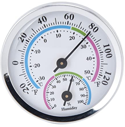 Mini Indoor Thermometer Hygrometer,RV Accessories,Mini Indoor Thermometer Hygrometer 2 in 1 Compact Structure Clear Scale Silver Humidity Monitor Gauge for Greenhouses