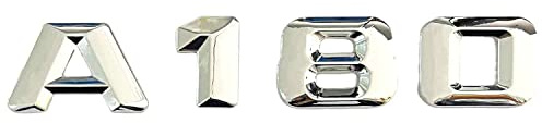 AUTOZOCO Emblema A180, Insignia A180, Adhesivo A180, Pegatina A180, Adhesivo para Maletero, Emblema para Maletero Coche, Compatible con Mercedes. Plástico, 13.8 cm x 2.3 cm, Plateado