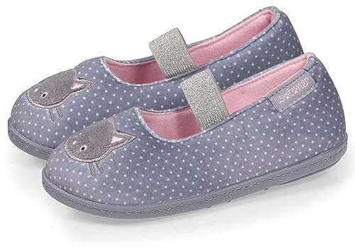 Isotoner Pantofole Ballerine da ragazza con elastico, microvelluto, EU,, a pois, 31 EU