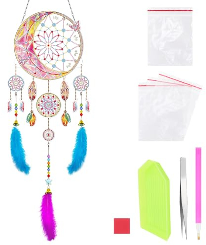 HonGien Dreamcatcher Handgefertigt, DIY Diamant Malerei Traumfänger, Diamond Painting Traumfänger Ornament für Weihnachten, Valentinstag, Home Party Dekoration (BMW04)