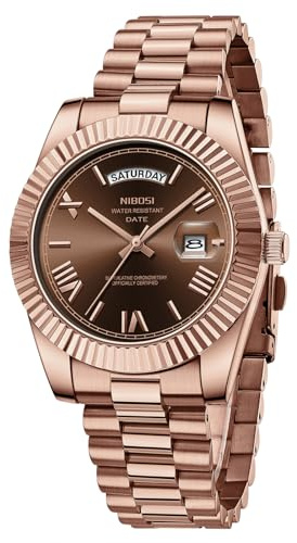 NIBOSI Men Watches Analog Quartz Stainless Steel Rose Gold Watches for Men Waterproof Business Classic Desiger Wrist Watch with Day Date