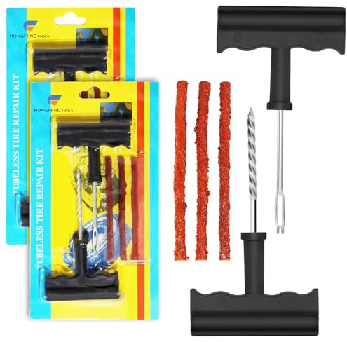 2 Set Kit Riparazione Pneumatici Auto, Kit Pneumatici Auto Riparazione, Ripara Gomme Auto，Kit Riparazione Gomme，Utilizzato per Riparare Molti Tipi di Pneumatici per Auto e Moto，Soluzione rapida
