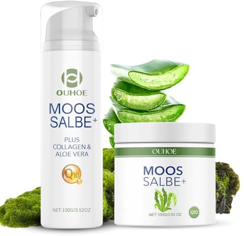 Shefave Moossalbe Antifaltencreme, 2pcs Moos Gesichtspflege Set, Moossalbe Gesicht Falten Feuchtigkeitscreme, Moos Salbe Beauty Cream, Gesicht und Körper, Geeignet für Alle Hauttypen