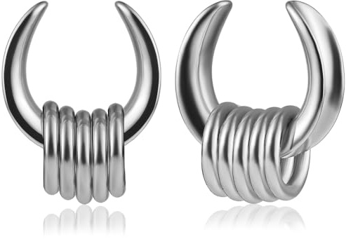 DOEARKO Flesh Tunnel Dilatatore Orecchio in Acciaio Inossidabile Calibri per Orecchie Double Flared Seashell Tunnel Ear Stretching Piercing Corpo Gioielli per Uomini e Donne (Argentato, 14MM)