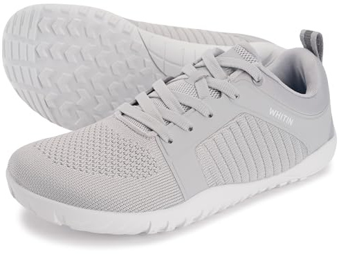 WHITIN Women's Wide Barefoot Shoes Zero Drop Minimalist Trail Running Sneaker Size 8 Cross Training Minimus Lifting Walking Sport Gym Light Grey 39