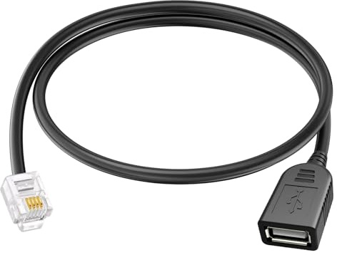 SYGGDERS Rj11 to USB Telephone Line Adapter, Rj11 6p4c Male to USB Female Modem Converter, Used for Telephone Communication, Fax Machines, Modulation and Demodulation Adapters (30cm)