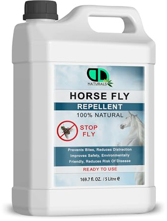 DD Teck 100% Natural Horse Fly Repellent Spray with Essential Oils – DEET-Free, Skin-Friendly, Multipurpose Protection for Horses & Ponies from Flies, Midges & Horseflies – Prevents Bites (5 Litre)