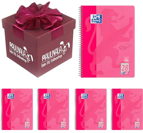 Oxford Touch Collegeblock A4 kariert, mit Doppelrand, 80 Blatt, pink inkl. Überraschungsgeschenk von Paulnala.de (5, Pink)