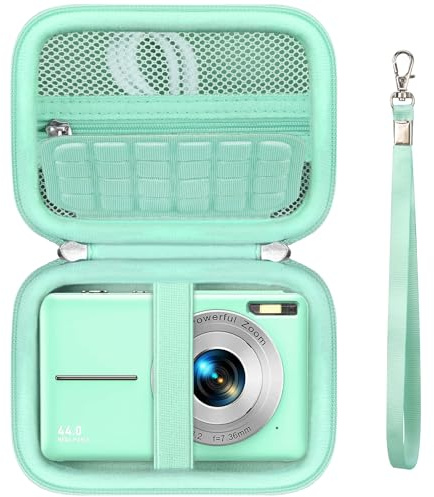 Supmay Funda de Transporte para IXNAIQY/para VAHOIALD/para la cámara Digital Kodak PIXPRO FZ55 FZ45, Funda de Viaje para cámaras Digitales compactas con Bolsillo de Malla para la batería, Verde Claro