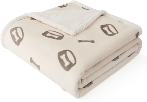 Bedsure Manta Perro Impermeable y Suave - Protector de Sofá, Cama y Perro Coche, Borreguito y Polar para Gatos, Antideslizante y Lavable (63x73cm, Crema)