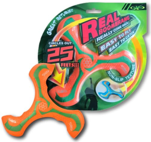 AMAZING TOYZ Soft Foam Boomerang 23cm Beginner Friendly, Safe and Real Come Back Perfect Outdoor Games for Beach, Park, Backyard & Camping – Ideal for Family Fun. Kids Age 6+ & Adults (Orange)