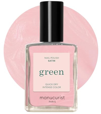 Manucurist Green™ Satin - Pearly Pale Pink Nail Polish Quick Dry - Natural Classic Nail Varnish 9-Free - Vegan and Plant-Based - Manicure & Nails Care - 15 ml