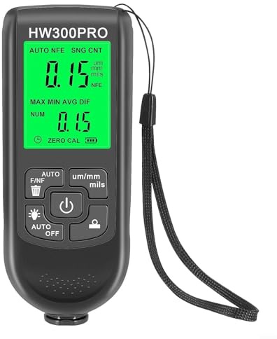 Jauge d'épaisseur numérique pour revêtements FE et NFE avec plage de mesure à partir de 0 microns, convient pour l'inspection du fret et le traitement des métaux (noir)
