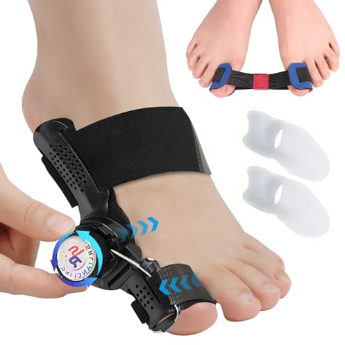 Set Da 3 Pezzi Ortesi Valgus Alluce Valgo Versione Aggiornata Con Stecca Regolabile per Alluce Valgo Fascia per Dita Dei Piedi 2 Divaricatori in Silicone per Dita Dei Piedi per Giorno E Notte Unisex