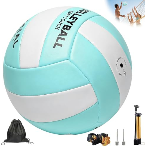 Mineup Balón De Voleibol Oficial Tamaño 5, Pelota De Voleibol De Playa con Inflador, Pelotas De Voleibo De Poliuretano Suave, Beach Voleibo para Deportes Al Aire Libre, Playa, Césped, Parque, Piscina
