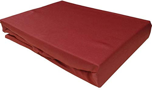 Bettwaesche-mit-Stil Mako Satin Spannbettlaken Spannlaken Spannbetttuch (140 cm x 200 cm, Matratzenhöhe 12-20 cm, Rot)