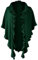 Poncho Cape Trachtentuch Umhang Stola Schultertuch Trachten-Tuch Damen Strickponcho Tracht Strick Trachtenponcho gestrickt Überwurf Volants Rüschen Schal Cashmink, Farbe:dunkelgrün