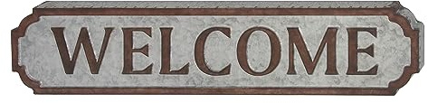 Deco 79 Metal Sign Home Wall Decor Welcome Wall Sculpture, Wall Art 37 x 1 x 7, Brown