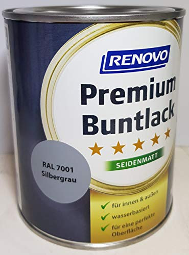 0.75 Liter RENOVO Premium Buntlack seidenmatt, RAL 7001 Silbergrau