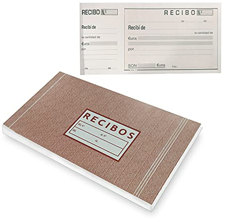 EUROXANTY Talonario Recibos | Documentos de pago | Recibos de compra | Hojas con Precorte | 100 hojas por talonario | 20 x 10,5 cm