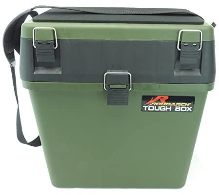 Roddarch Seat Box & Fishing Tackle Box with Padded Strap & Seat Pad. Sea Boat or Coarse