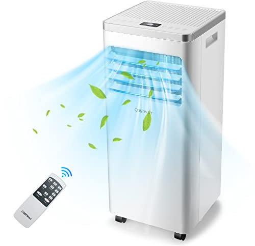 COSTWAY Mobiles Klimagerät 7000 BTU, 2,1kW, Kühlen & Ventilieren & Entfeuchten, Raumgröße bis 60 m³(20 m²), 24H Timer, Schlafmodus, Mobile Klimaanlage mit Abluftschlauch, 52dB