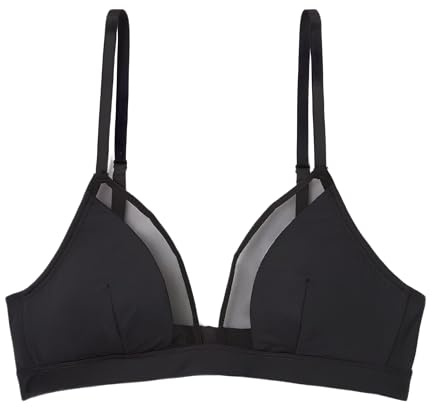 Athena - Soutien-Gorge Femme Tulle - Triangle sans Armatures - Microfibre Ultra Douce, Respirante et Extensible - Style Graphique et Transparence - Noir, 4 (M)