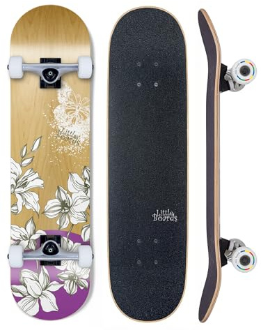 Little Boards Skateboard för barn – högkvalitativ komplett bräda för nybörjare från 3 eller 6 år, tillverkad av 7 lager lönn, med grepptejp, axlar och uretanhjul, ABEC 5-kullager