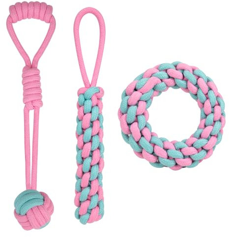 YSQEVN Hundespielzeug Baumwolle Hundeseile Robuste Kauspielzeug Unzerstörbar Seil Ball Intelligenz Spielzeug für Kleine, Mittelgroße und Große Welpen 3 Stück