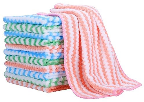 umorismo 12 Stück Putzlappen Spültücher Mikrofasertücher Reinigungstücher Microfaser Putztuch Küche Stark Saugfähig Wiederverwendbar Putztücher Spüllappen Waschbar Verdicktes(30 * 30cm)