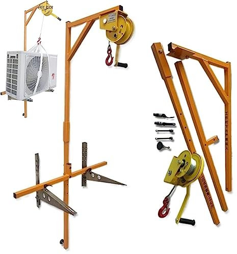 Heberahmen für Außenklimaanlage, Winde + selbstsichernde Halterung, Installation eines Lastenaufzugs für Außenklimaanlage, Abbruchwerkzeuge für große Höhen, 10 m