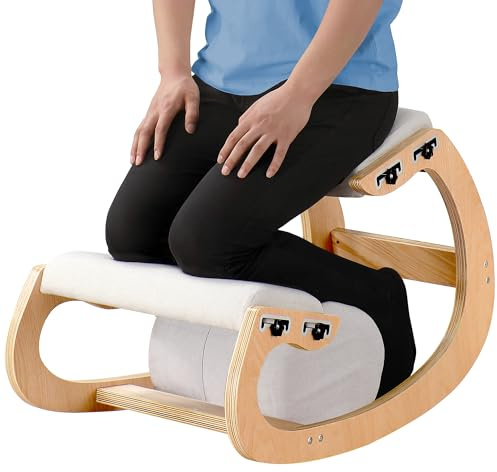 MallVitally Adjustable Kneeling Chair, Wooden Ergonomic Chairs Knee Chair Posture stool- Improve Your Posture with an Angled Seat for Home,Office(White Oak)
