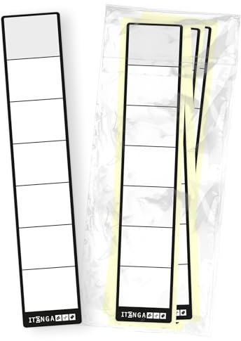 itenga 10x Ordneretiketten SCHMAL Ordnerrückenschild für schmale Ordner I Aufkleber für Ordnerrücken selbstklebend aus Haftpapier 3,6x19cm (schwarz)