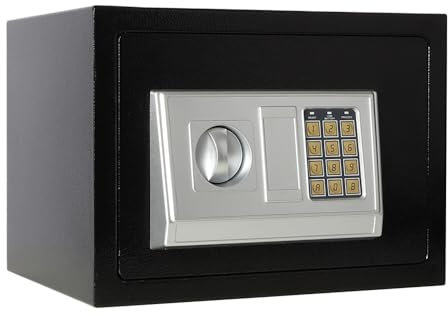Caja fuerte de seguridad con teclado Digital o llave 2 en 1, cerradura de llave de seguridad para el hogar, negocios, oficina, Hotel, dinero, caudales, documentos, joyería (31x20x20cm - Negro)