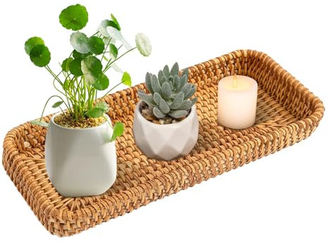 LEKEFETO Cesto portaoggetti in rattan intrecciato, per cassetti, cucina, soggiorno (27,5 x 11 x 4 cm)