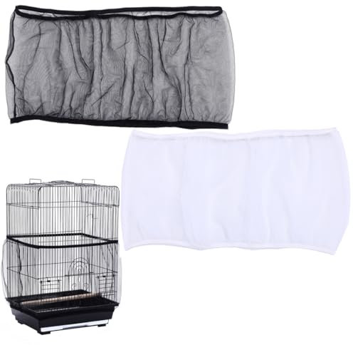 OIGWBPH 2 Stück Vogelkäfig Abdeckung,Vogelkäfig Samenfänger,Schutznetz für Vogelkäfig,Papageien Nylon Mesh Geeignet für Käfige mit einem Umfang von 140-220cm(L)