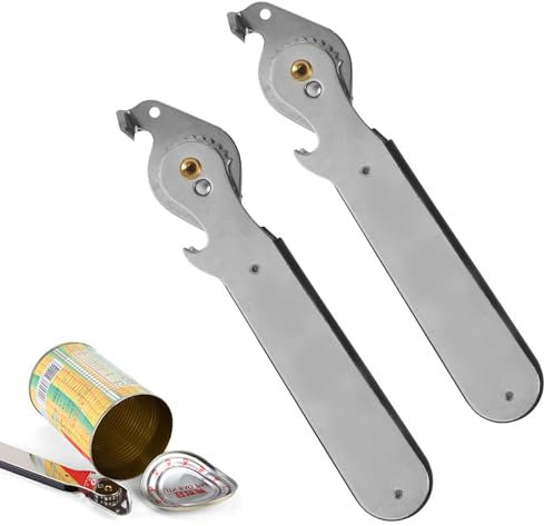 Apriscatole Manuale, Apriscatole a Leva, Apriscatole Acciaio Inox 2 Pezzi, Apriscatole Manuale di Sicurezza, Apriscatole per Artrite Senza Sforzo
